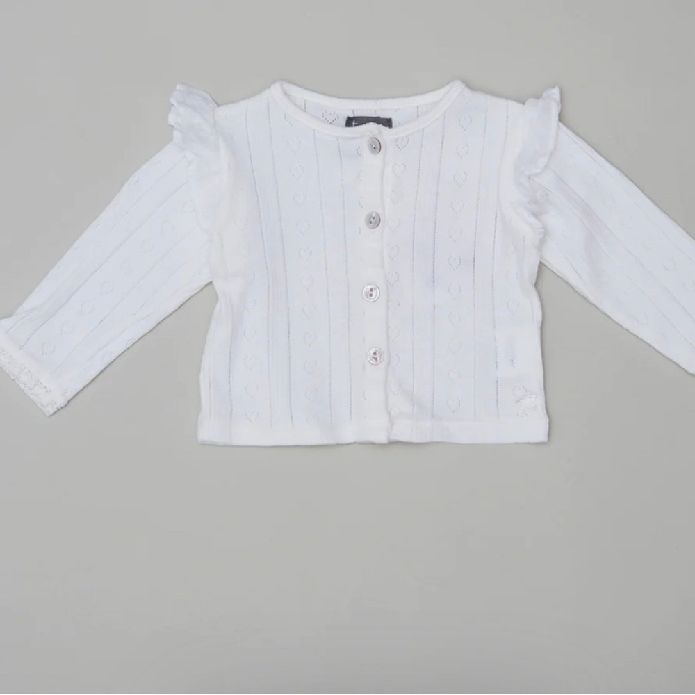 Elegant White Kids Sweater with Ruffle Sleeves by Tocoto Vintage